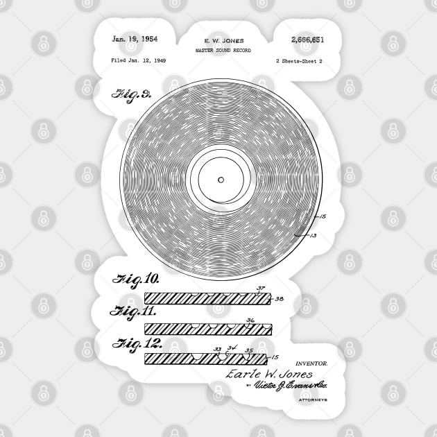 LP Vinyl Record Patent Image 1954 Sticker by MadebyDesign
